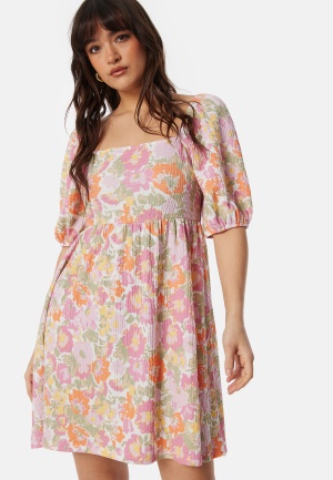 Se BUBBLEROOM Puff Sleeve Short Dress Floral XS ved Bubbleroom