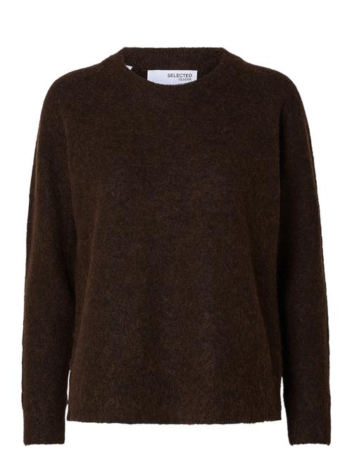 Se Selected Femme Slflulu Ls Knit O-Neck B Noos Selected Femme Brown ved Booztlet