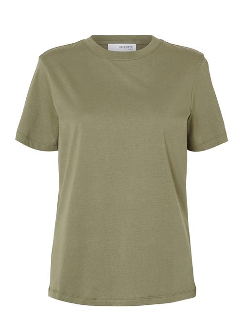 Se Selected Femme Slfmyessential Ss O-Neck Tee Noos Selected Femme Khaki ved Booztlet