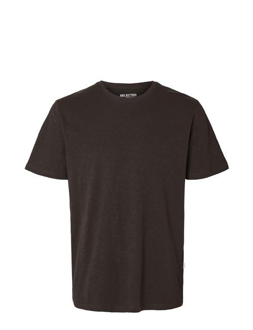 Se Selected Homme Slhaspen Slub Ss O-Neck Tee Noos Selected Homme Brown ved Booztlet