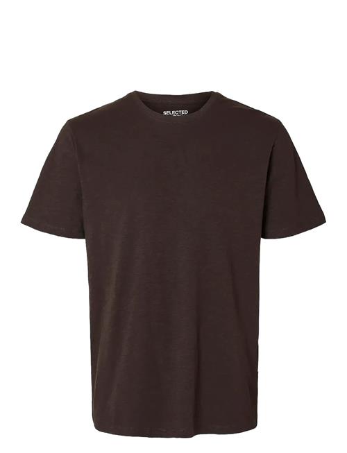 Slhaspen Slub Ss O-Neck Tee Noos Selected Brown