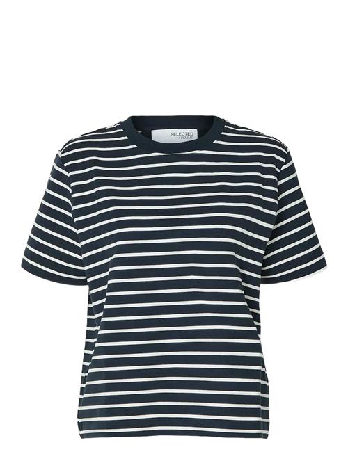 Slfelfrida Ss Contrast Boxy Tee Stripe Selected Black