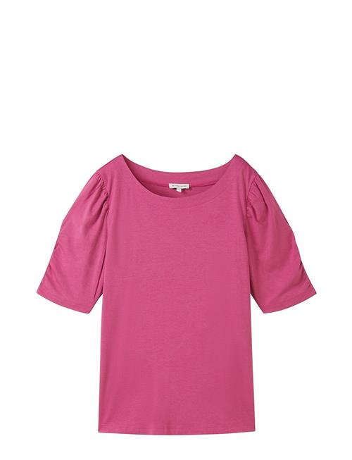 Se Tom Tailor T-Shirt Gathered Sleeve Tom Tailor Pink ved Booztlet