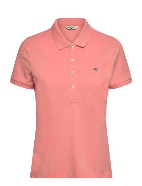 Se GANT Slim Sheild Cap Sleeve Pique Polo GANT Pink ved Booztlet