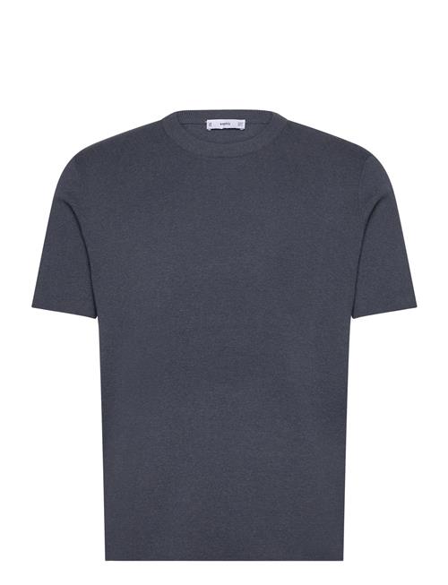 Cotton Blend Knitted T-Shirt Mango Navy