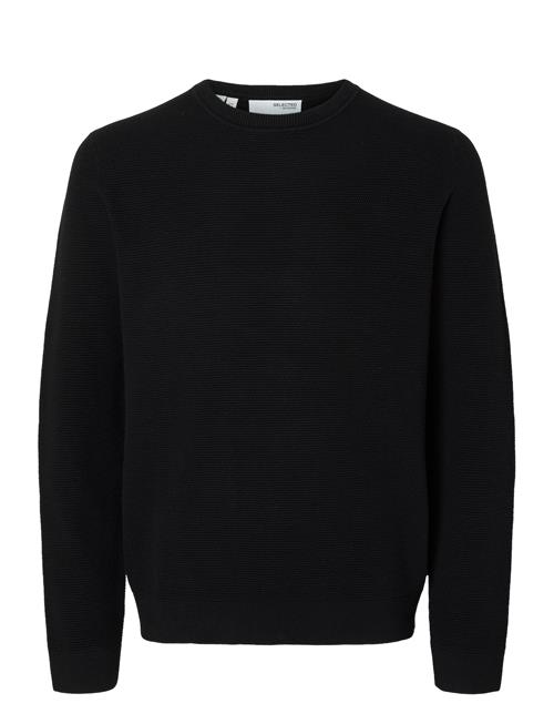 Slhross Ls Knit Structure Crew Neck Noos Selected Black