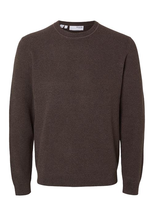 Se Selected Homme Slhross Ls Knit Structure Crew Neck Noos Selected Homme Brown ved Booztlet