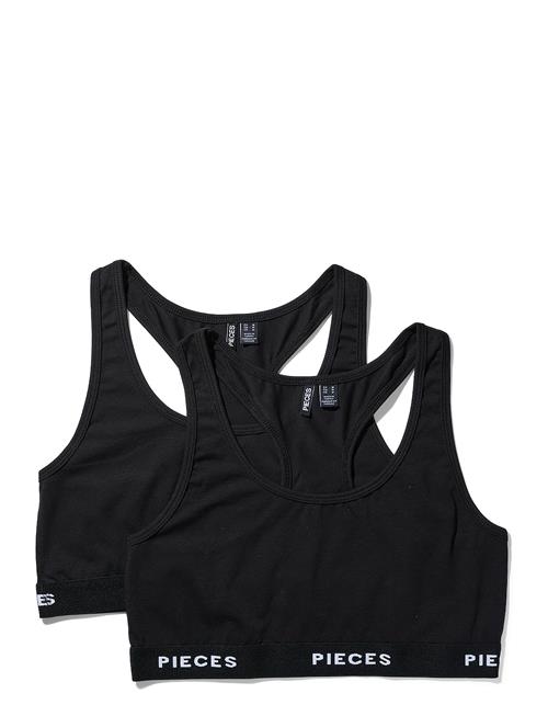 Pieces Pclogo Lady Top 2 Pack Noos Bc Pieces Black