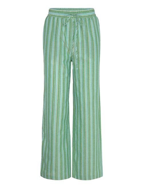 Mango Straight Striped Trousers Mango Green