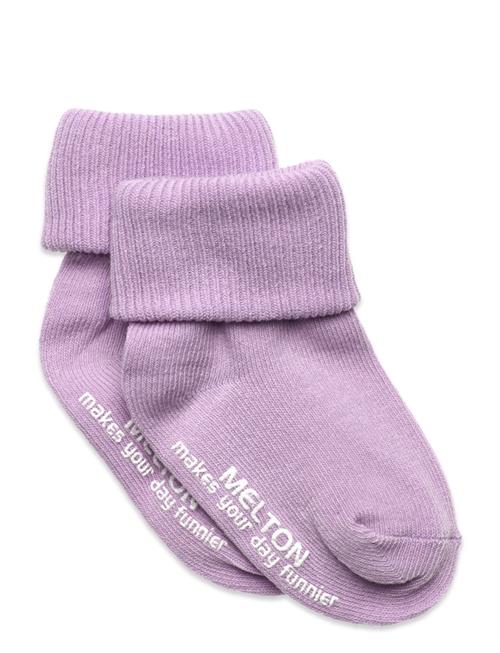 Cotton Socks - Anti-Slip Melton Purple