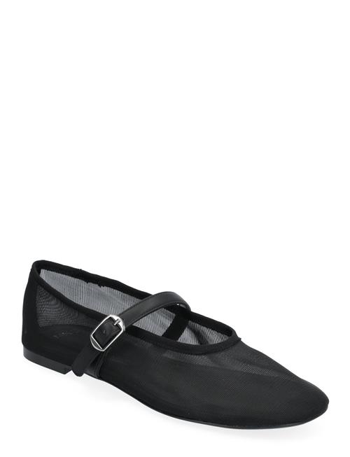 Mango Mesh Ballet Flats With Strap And Buckle Mango Black