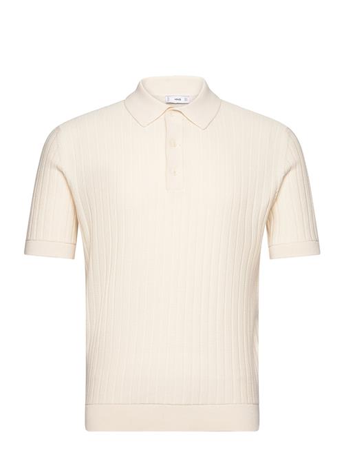 Se Mango 100% Cotton Micro-Structure Polo Shirt Mango Cream ved Booztlet