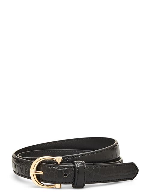 Se Mango Crocodile Effect Belt Mango Black ved Booztlet