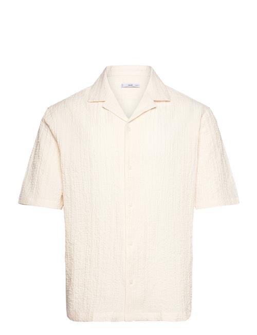 Mango Seersucker Shirt With Bowling Collar Mango Beige