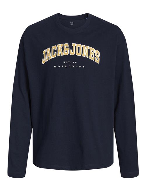 Se Jack & Jones Jjecaleb Varsity Tee Ls O-Neck Jnr Jack & J S Navy ved Booztlet