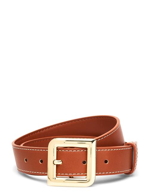 Se Mango Square Buckle Belt Mango Brown ved Booztlet