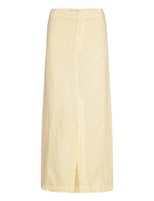 Linen Skirt With Slit Mango Yellow