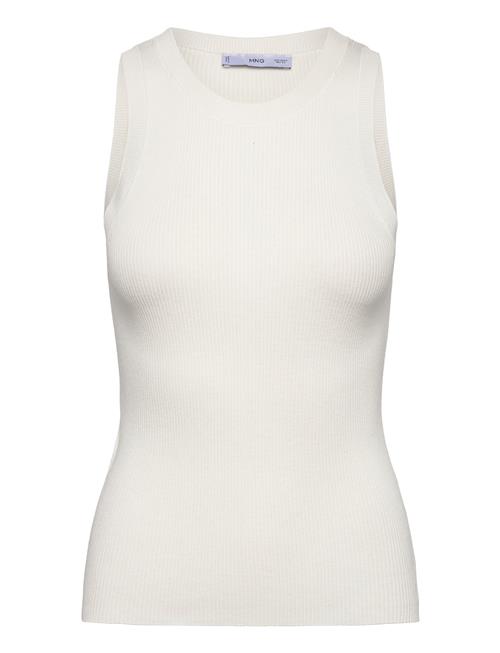 Mango Ribbed Knit Top Mango White