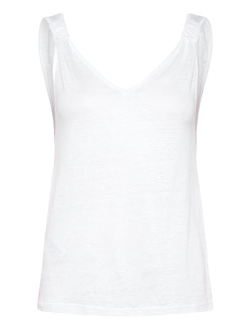 Linen Top With Knotted Straps Mango White