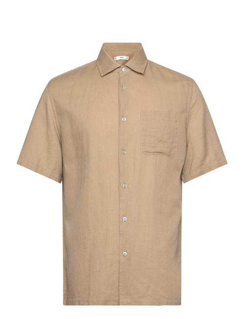 Regular-Fit Linen Shirt With Pocket Mango Beige