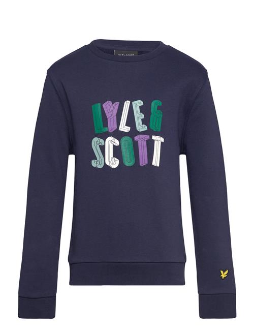 Se Lyle & Scott Polygon Graphic Sweatshirt Lyle & Scott Navy ved Booztlet