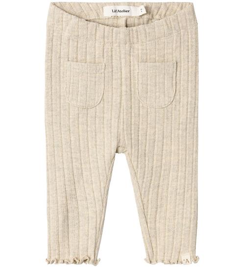 Se Lil Atelier Lil' Atelier Leggings - NbfNiva - Bleached Sand/Melange ved KidsWorld