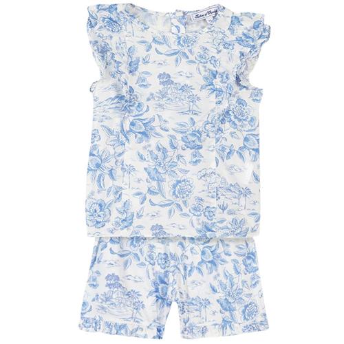 Se Tartine et Chocolat Blomstret Top Og Shorts-set Hvid | Blå | 2 years ved Babyshop