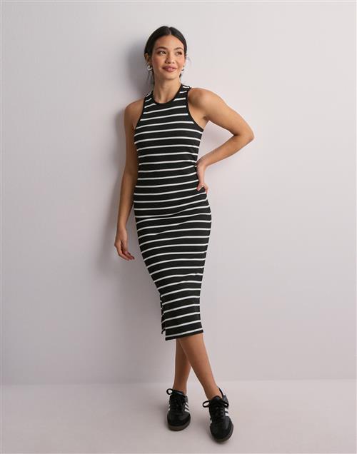 Only - Sort - Onlbelfast Stripe S/L Mididress Jrs