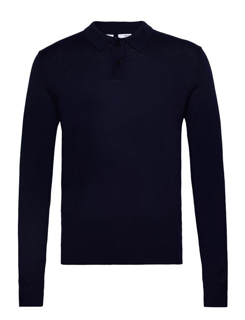 Se Selected Homme Slhtown Merino Coolmax Knit Polo Noos Selected Homme Navy ved Booztlet