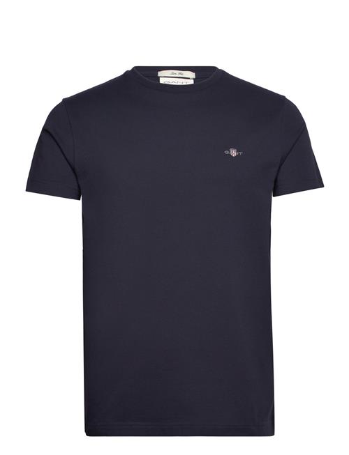 Se GANT Slim Pique Ss T-Shirt GANT Blue ved Booztlet