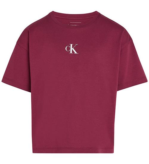 Calvin Klein Calvin Klein T-shirt - Ck Logo Boxy - Rich Cherry