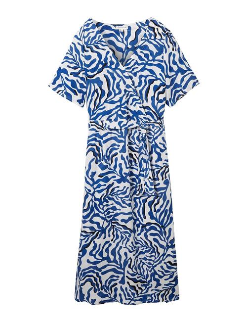 Printed Wrap Dress Tom Tailor Blue