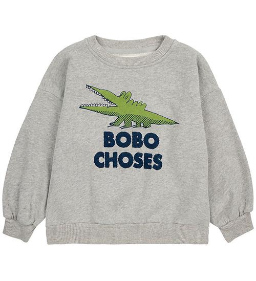 Bobo Choses Bobo Choses Sweatshirt - Talking Crocodile - Light Heather Grey