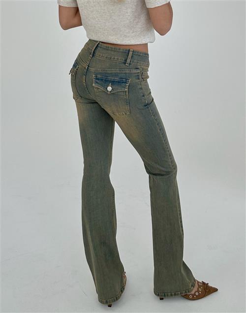 Se Nelly - Blå - Low Waist Bootcut Flap Pocket Jeans ved Nelly