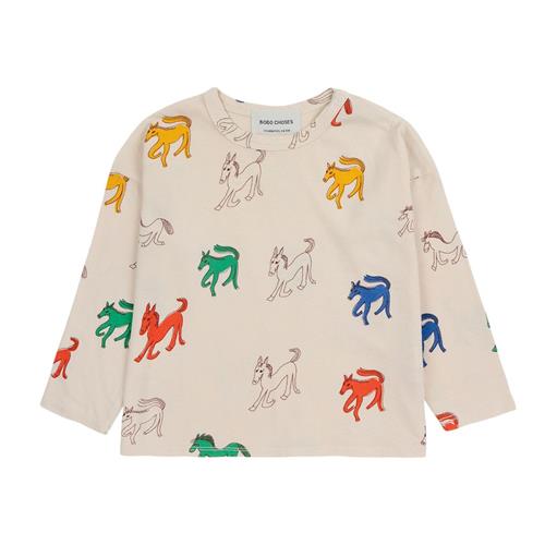 Se Bobo Choses Wonder Horse Mønstret Langærmet Baby T-shirt Naturhvid |  | 18 months ved Babyshop