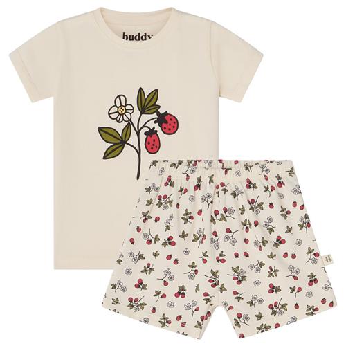 Buddy & Hope Molly GOTS Mønstret Pyjamas Wild Strawberry | Hvid | 86/92 cm