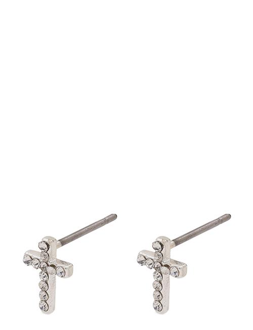 Pilgrim Clara Recycled Crystal Cross Earrings Pilgrim Silver