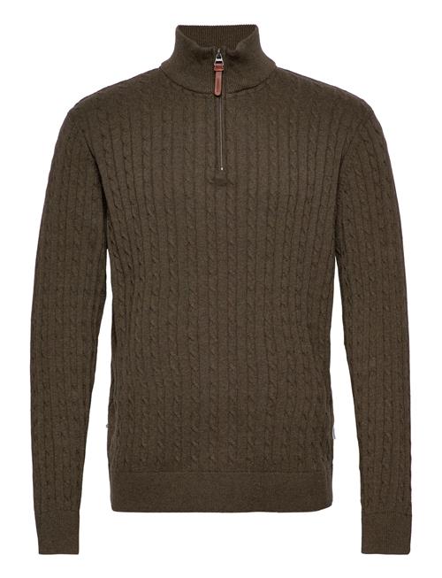 1/2 Zip Cable Knit Lindbergh Khaki