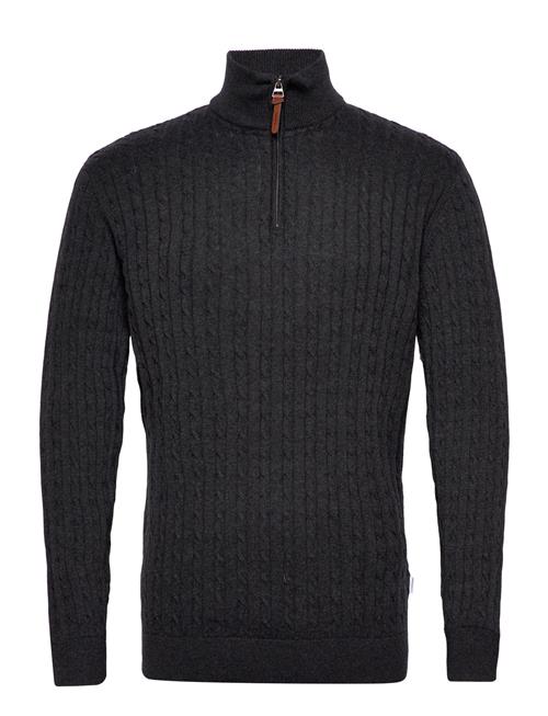 Lindbergh 1/2 Zip Cable Knit Lindbergh Black