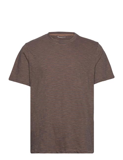 Knowledge Cotton Apparel Narrow Striped Slub T-Shirt - Gots/ Knowledge Cotton Apparel Brown