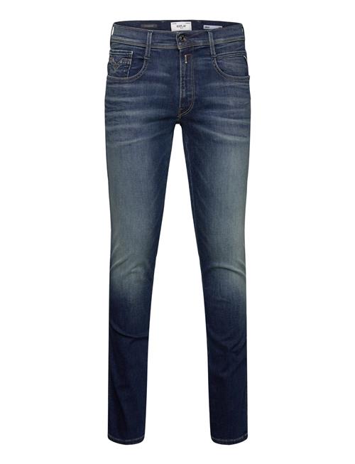 Se Replay Anbass Trousers Slim Hyperflex Dust Replay Blue ved Booztlet