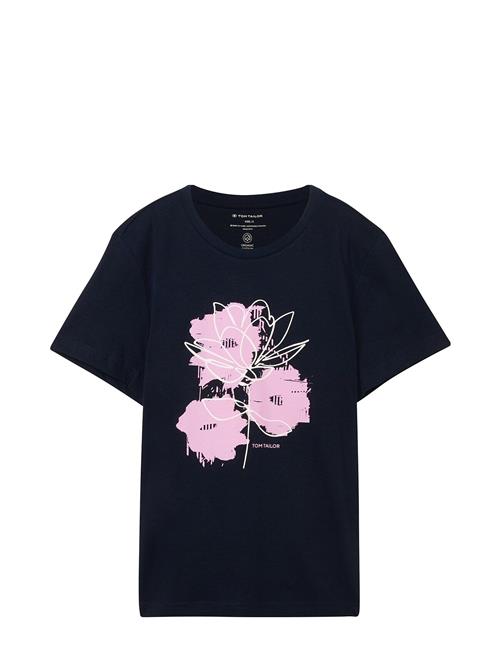 Tom Tailor T-Shirt Crew Neck Artwork Tom Tailor Navy