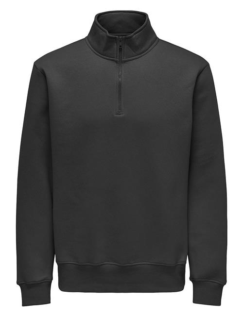 Se ONLY & SONS Onsconnor Reg 1/4 Zip Sweat ONLY & SONS Black ved Booztlet