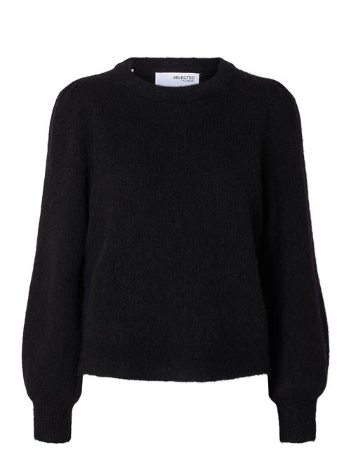 Slflulu Ls Knit Rib O-Neck Noos Selected Black