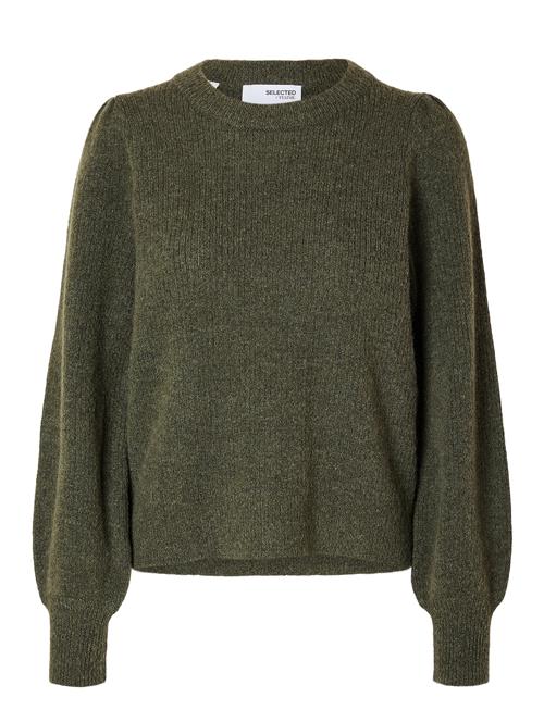 Selected Femme Slflulu Ls Knit Rib O-Neck Noos Selected Femme Khaki