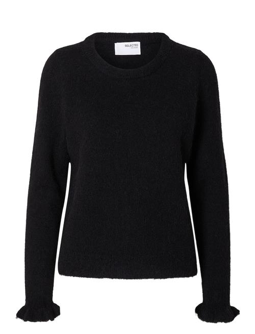 Slflulu Ls Knit Frill Cuff O-Neck Noos Selected Black