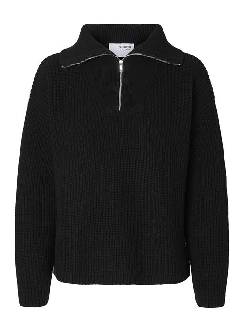 Slfbloomie Ls Knit Half Zip Noos Selected Black