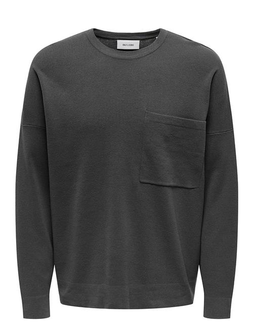 ONLY & SONS Onslamai Ovz 12 Ls Pocket Crew Knit ONLY & SONS Grey