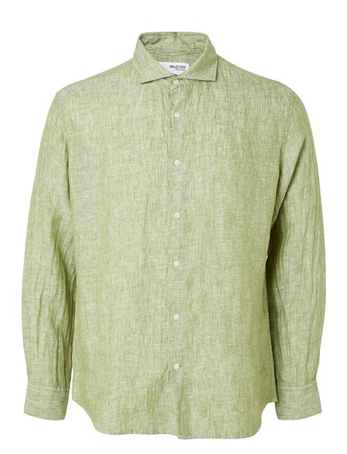 Slhregkylian-Linen Shirt Ls Cut Away Selected Green