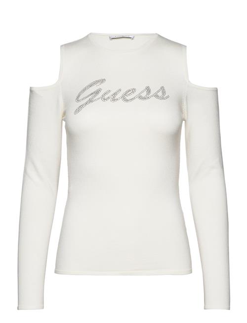 GUESS Jeans Ls Cold Shldr Guess Logo Swtr GUESS Jeans White